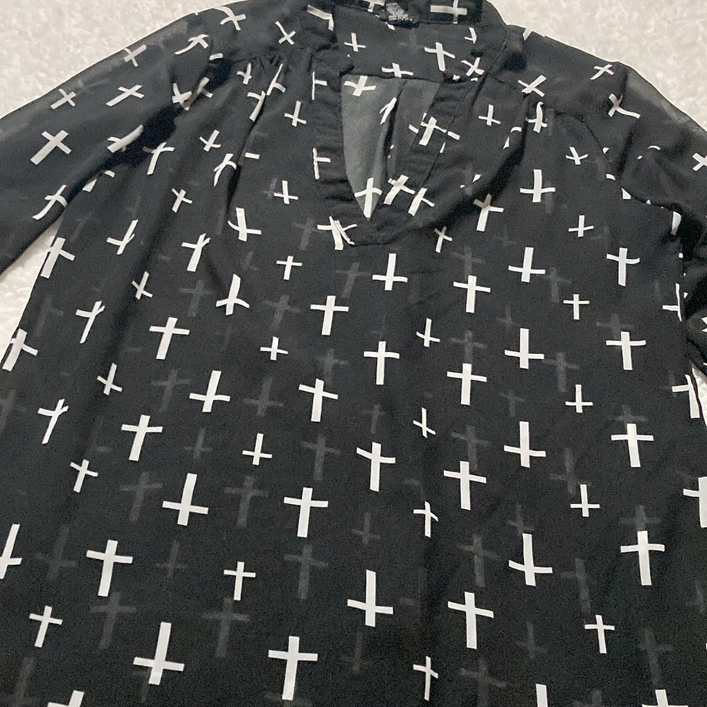 Rue 21 Sheer Black with Silver colored Crosses